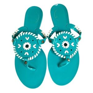 Jack Rogers Georgica Studded Jelly Sandals 7 Teal White